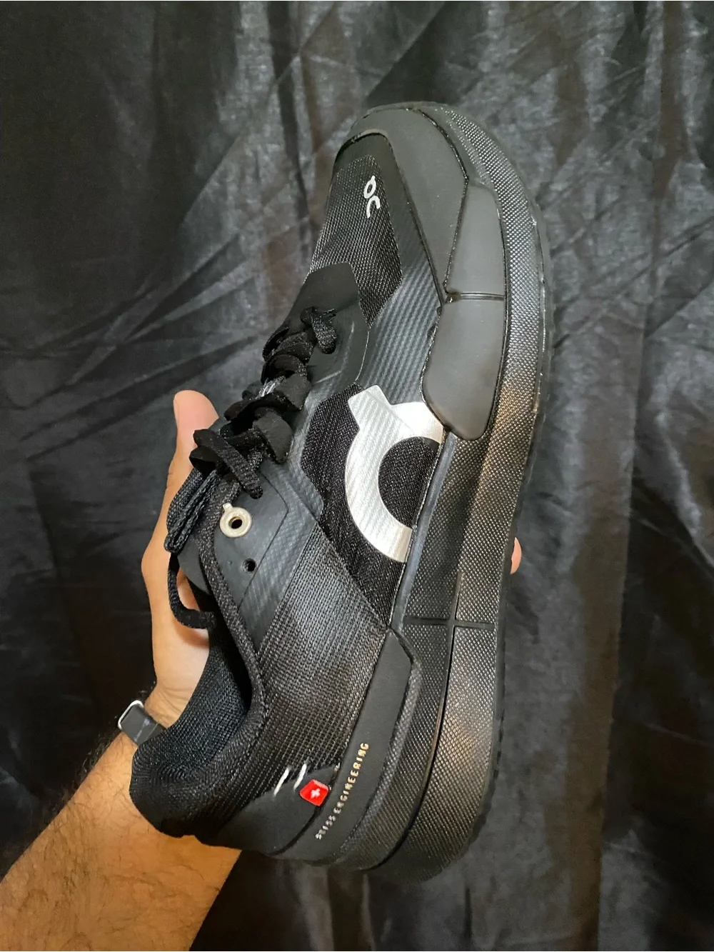 On Running Black Men's Athletic Sneakers with White Logo